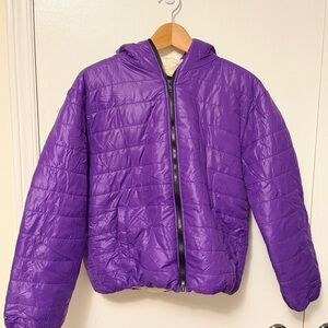 Fleece Lined Purple Puffer Jacket